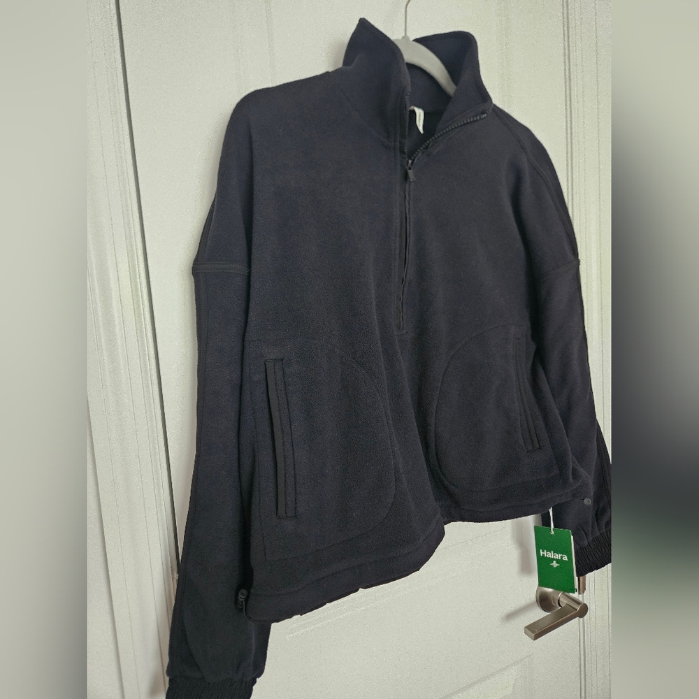 NWT Halara Half Zip Pocket Drawstring Relaxed Fleece Quarterzip Size Small